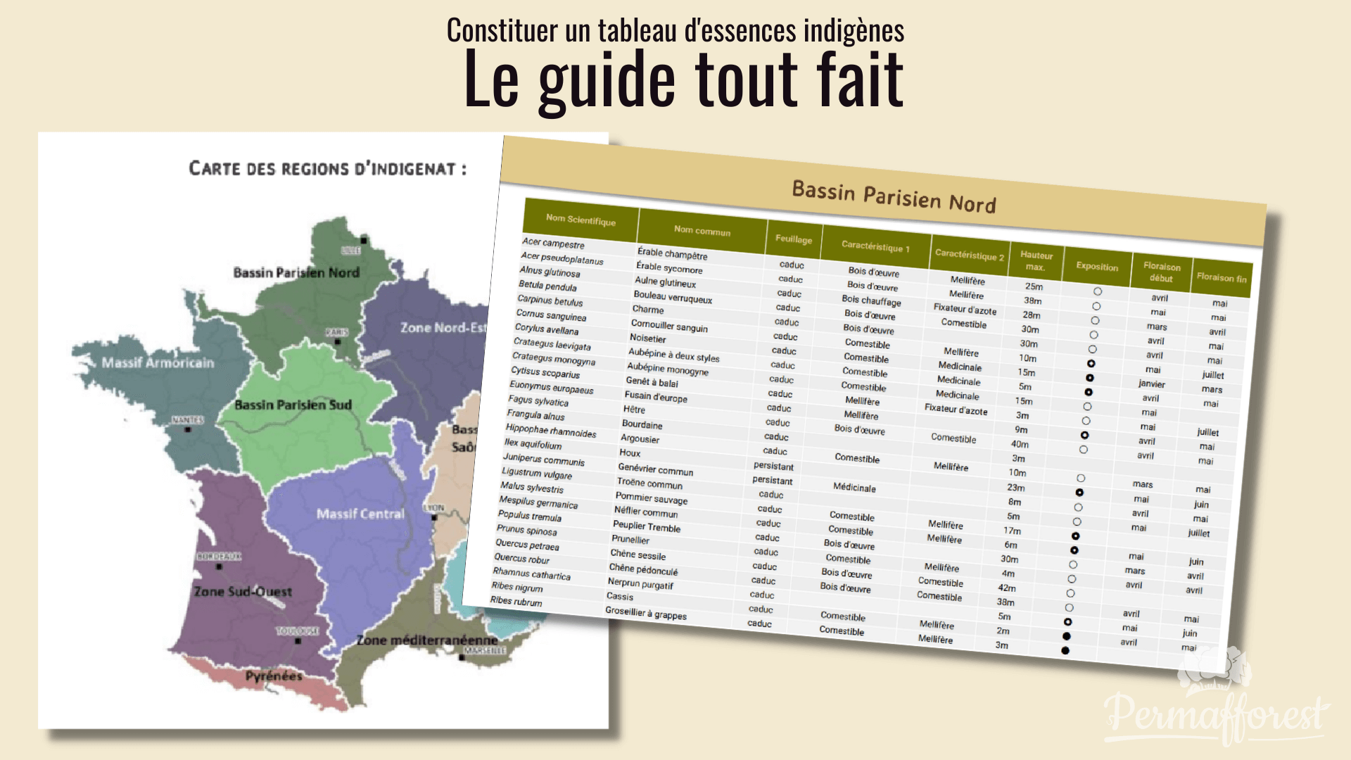 Inventaire des essences d'arbres indigènes de France.